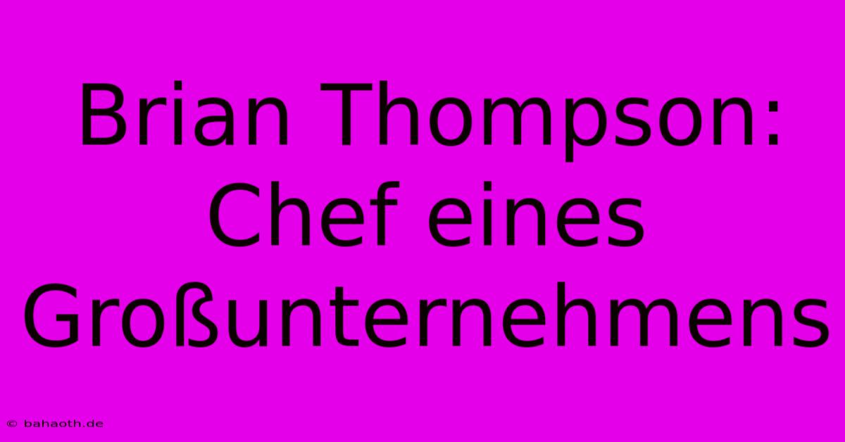 Brian Thompson:  Chef Eines Großunternehmens