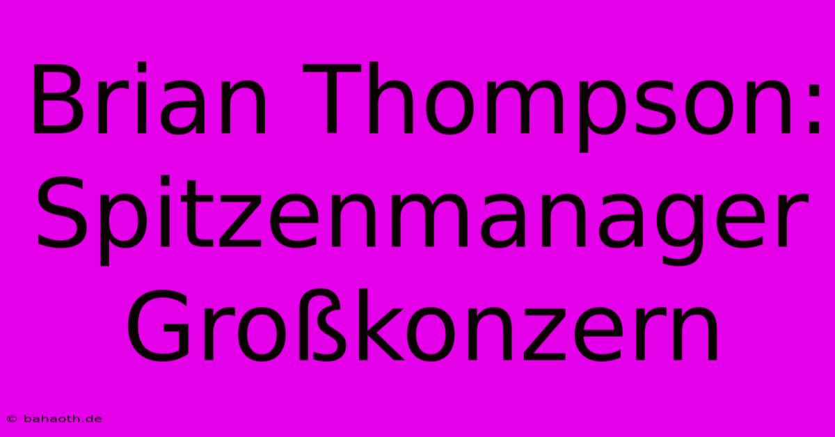 Brian Thompson:  Spitzenmanager Großkonzern