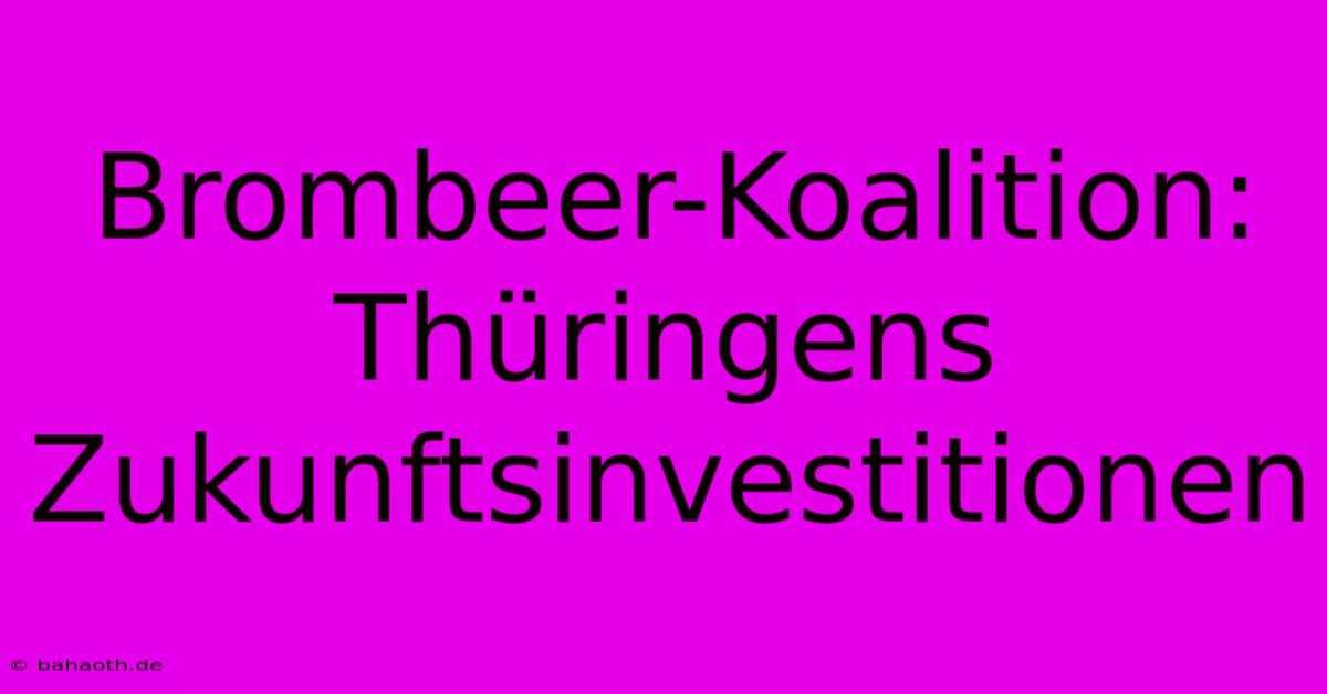 Brombeer-Koalition: Thüringens Zukunftsinvestitionen