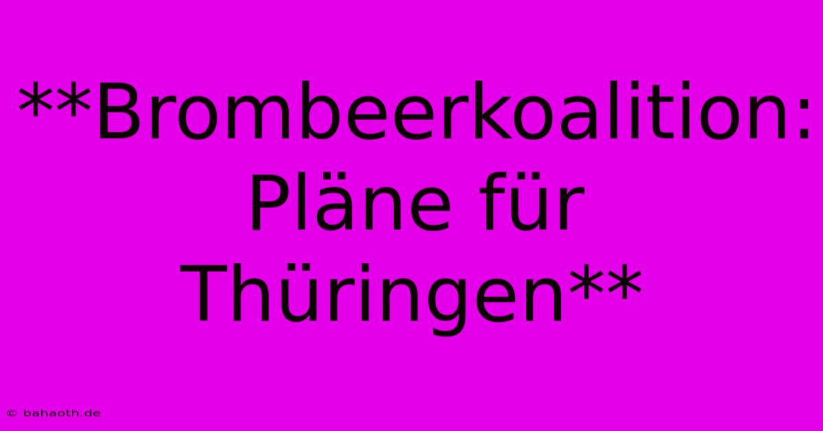 **Brombeerkoalition: Pläne Für Thüringen**