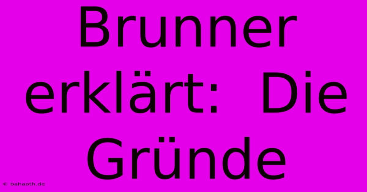 Brunner Erklärt:  Die Gründe