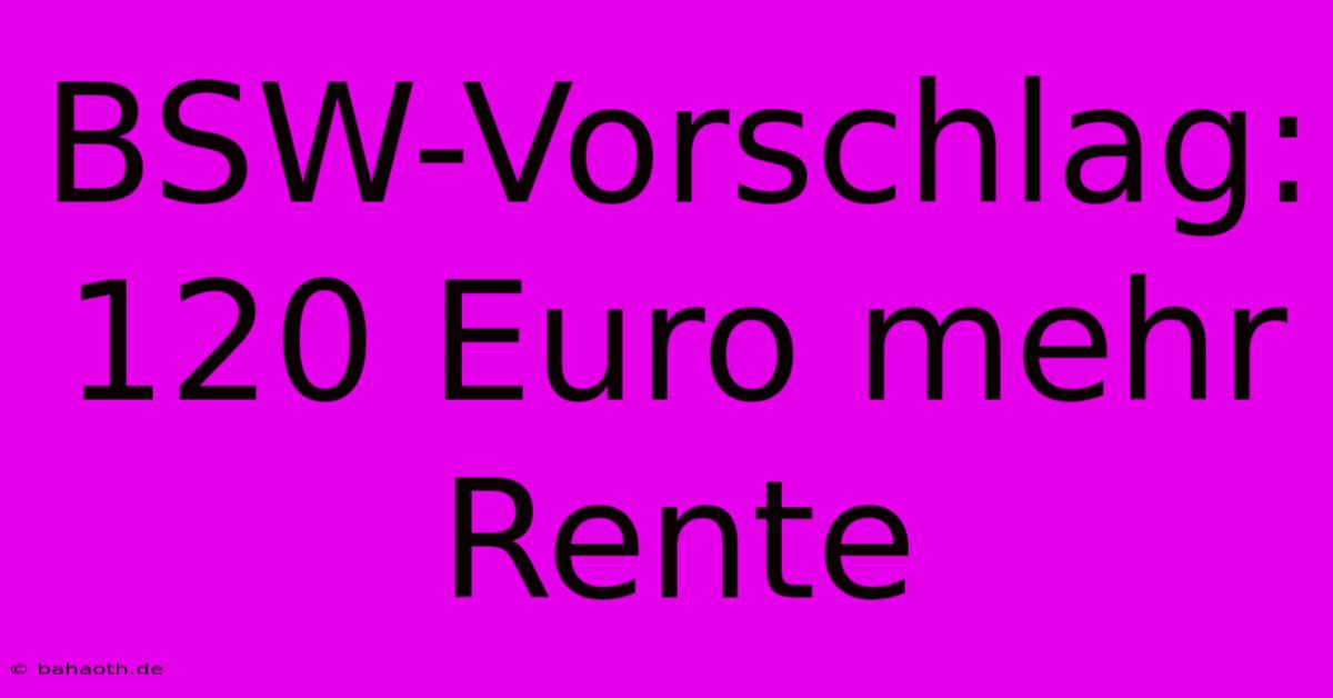 BSW-Vorschlag: 120 Euro Mehr Rente