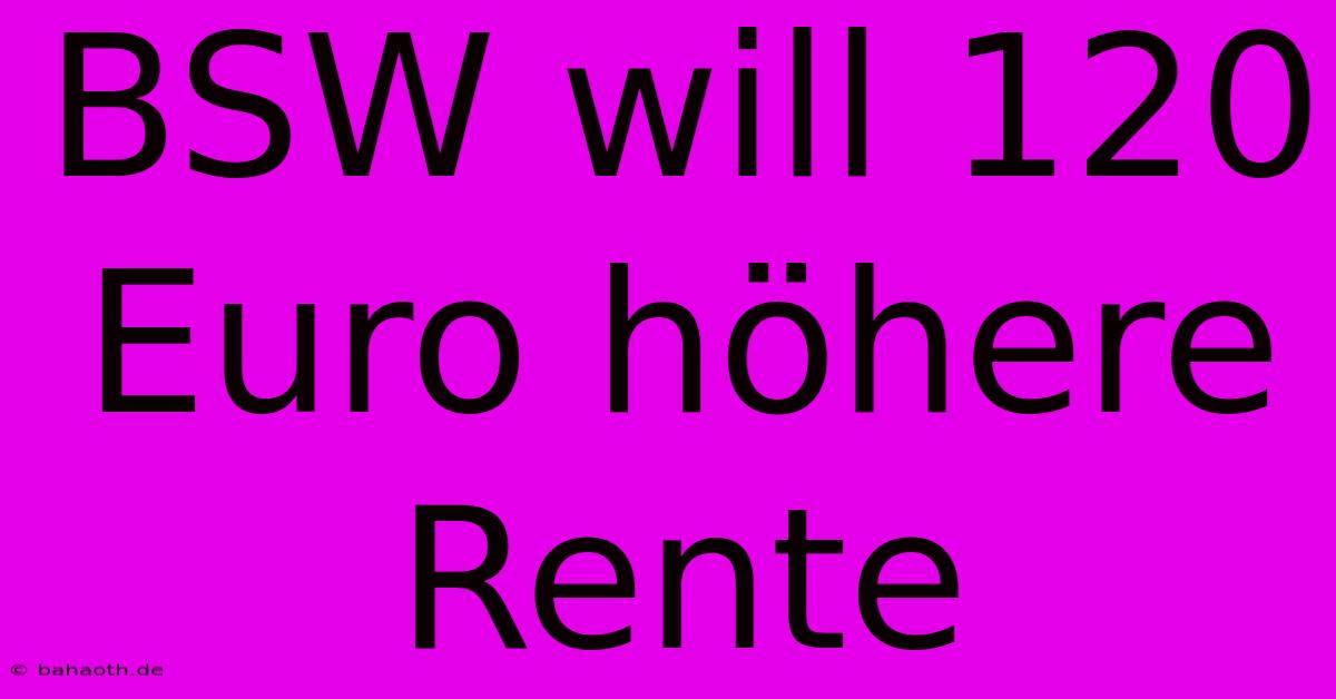 BSW Will 120 Euro Höhere Rente