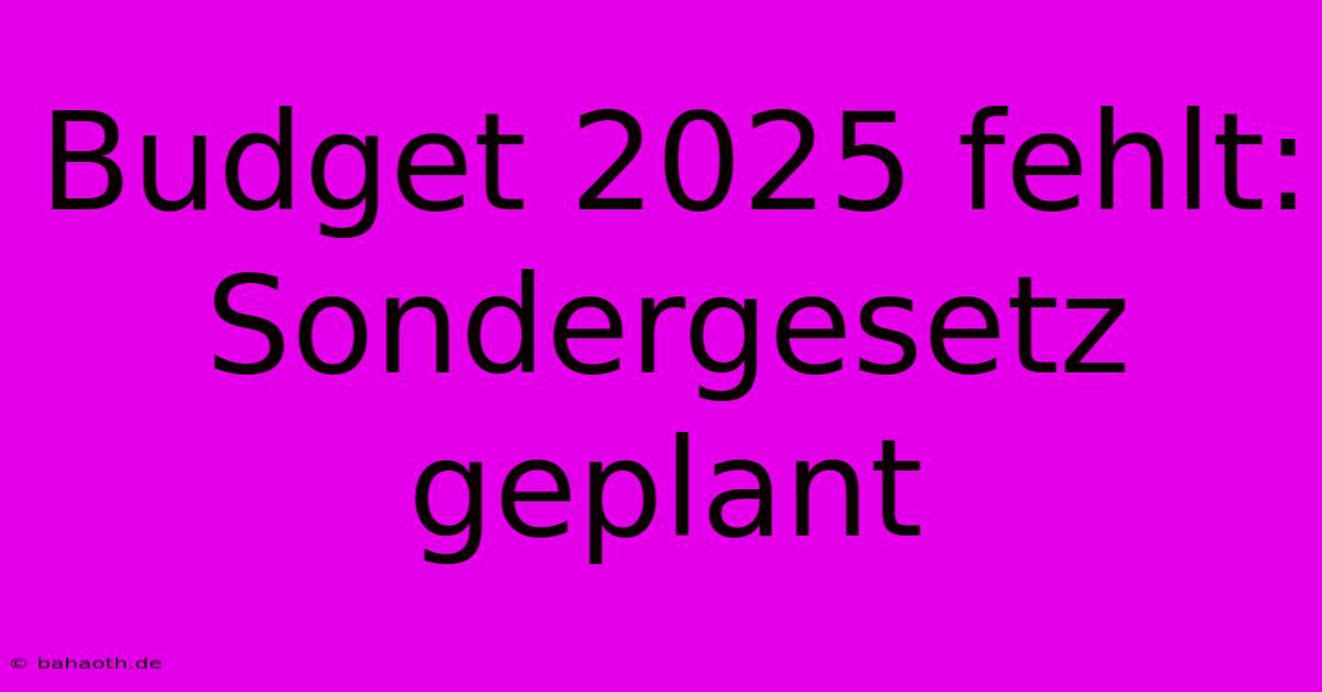 Budget 2025 Fehlt: Sondergesetz Geplant