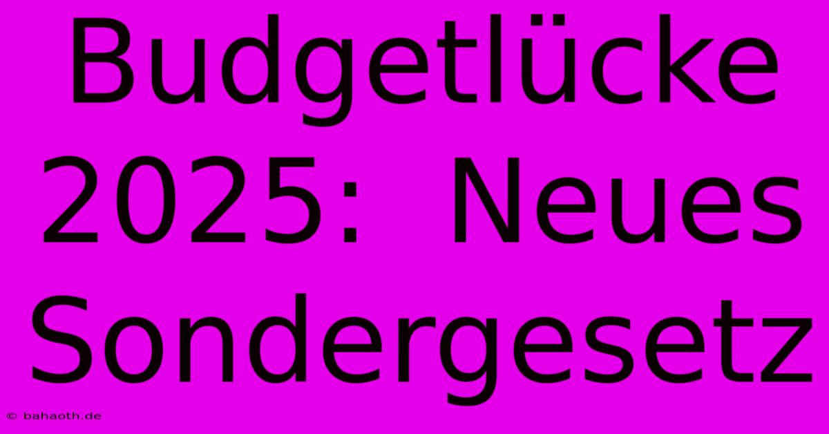 Budgetlücke 2025:  Neues Sondergesetz