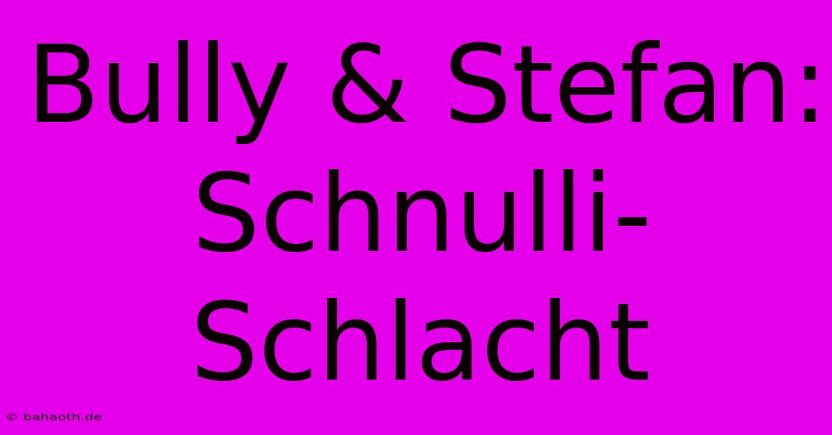 Bully & Stefan: Schnulli-Schlacht