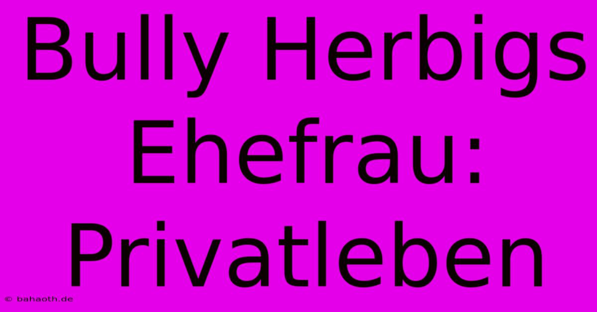 Bully Herbigs Ehefrau: Privatleben