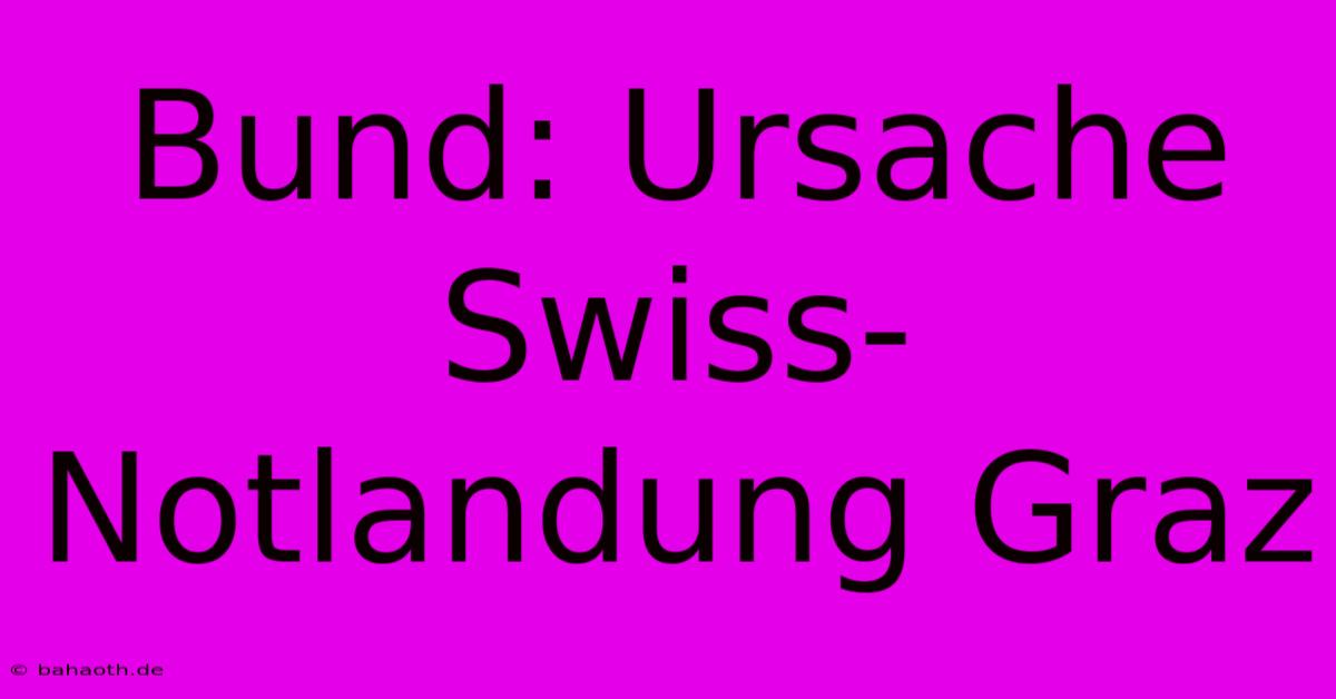 Bund: Ursache Swiss-Notlandung Graz