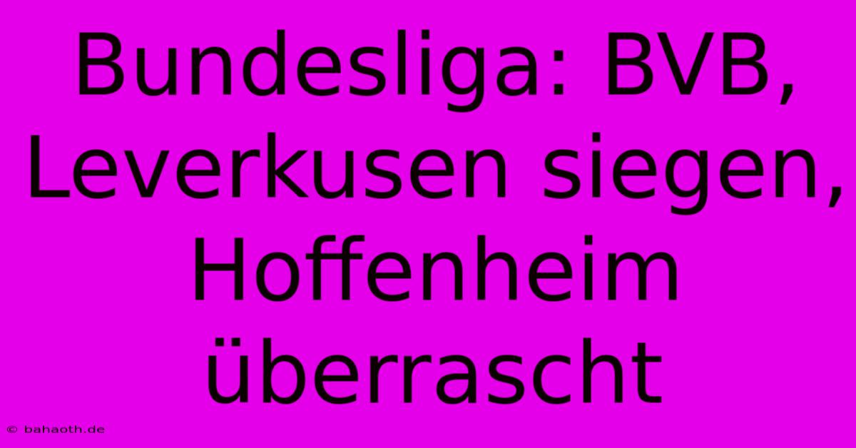 Bundesliga: BVB, Leverkusen Siegen, Hoffenheim Überrascht