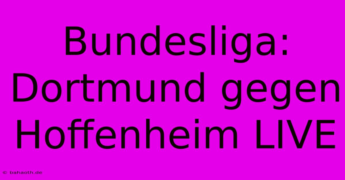 Bundesliga: Dortmund Gegen Hoffenheim LIVE