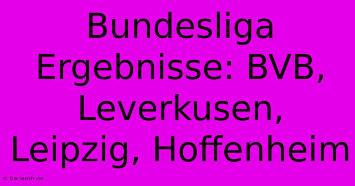 Bundesliga Ergebnisse: BVB, Leverkusen, Leipzig, Hoffenheim