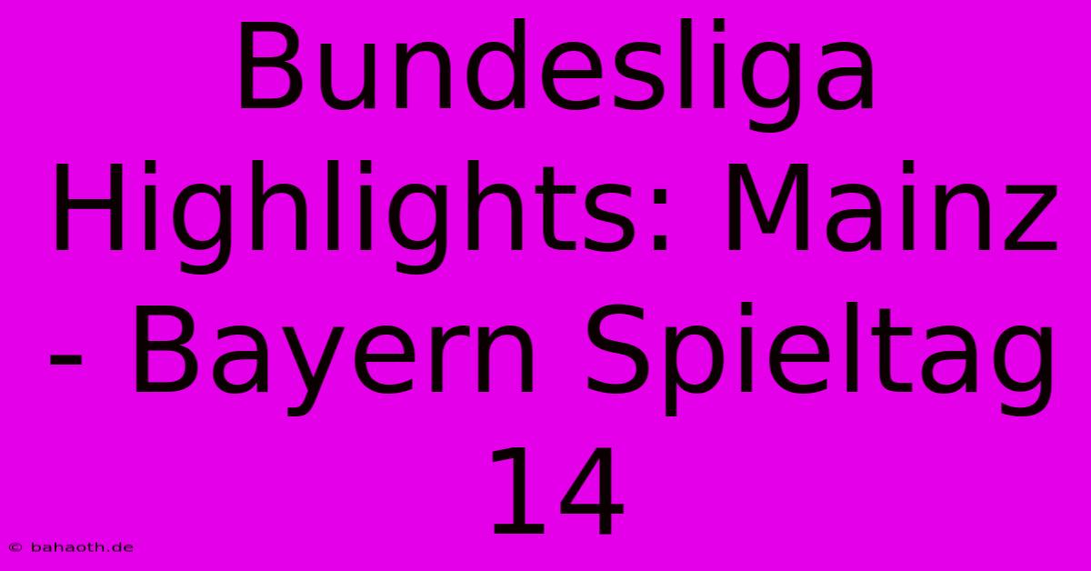 Bundesliga Highlights: Mainz - Bayern Spieltag 14