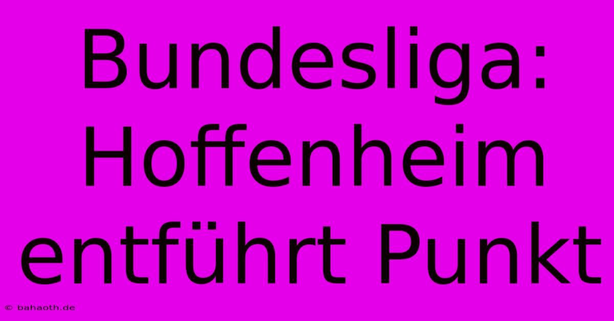 Bundesliga: Hoffenheim Entführt Punkt