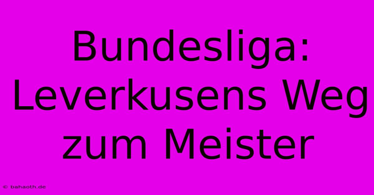 Bundesliga: Leverkusens Weg Zum Meister