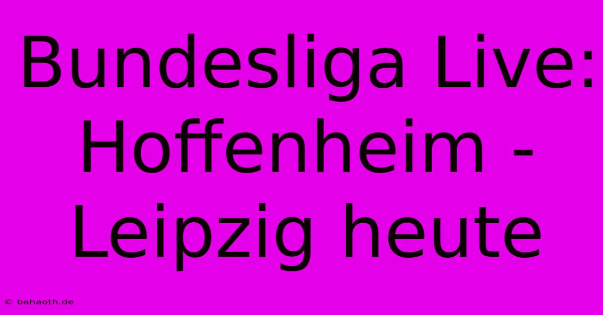 Bundesliga Live: Hoffenheim - Leipzig Heute