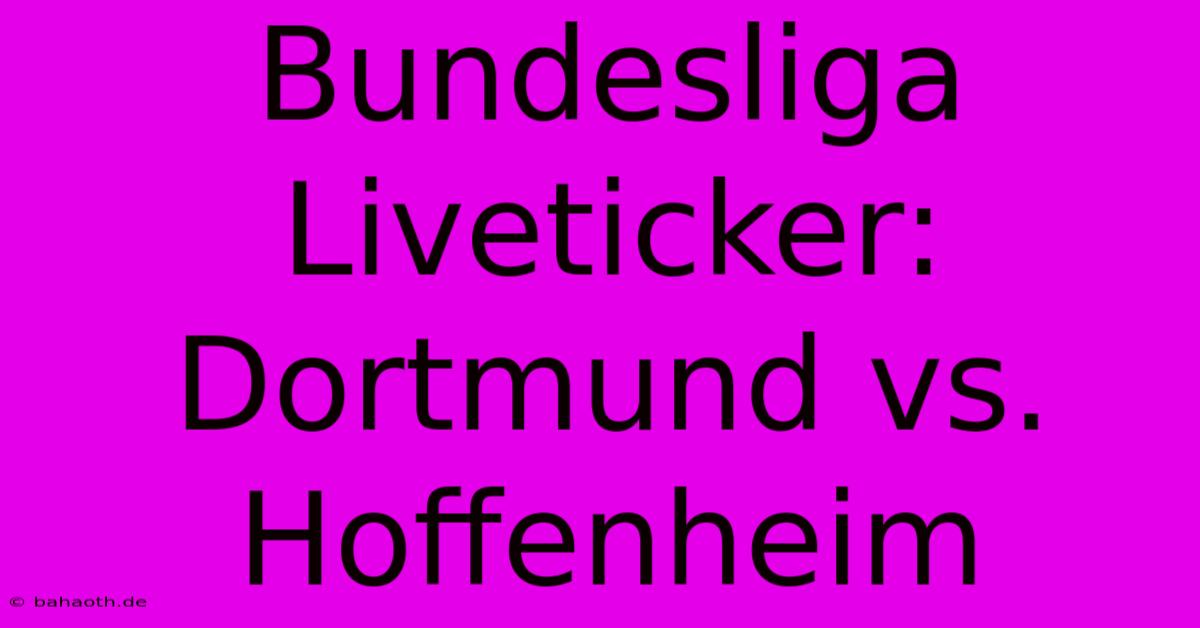 Bundesliga Liveticker: Dortmund Vs. Hoffenheim