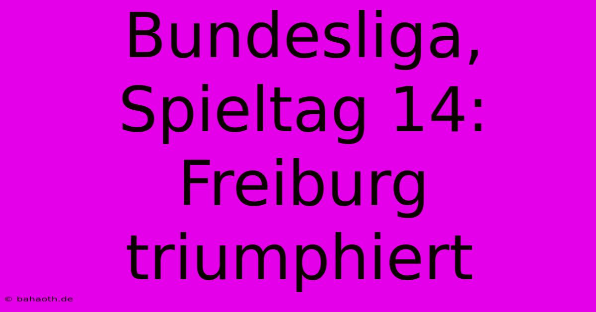 Bundesliga, Spieltag 14: Freiburg Triumphiert