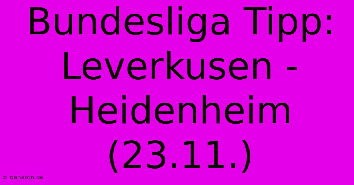 Bundesliga Tipp: Leverkusen - Heidenheim (23.11.)