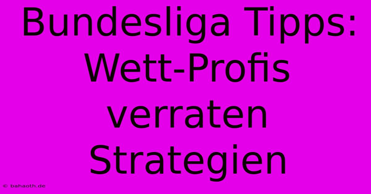 Bundesliga Tipps: Wett-Profis Verraten Strategien