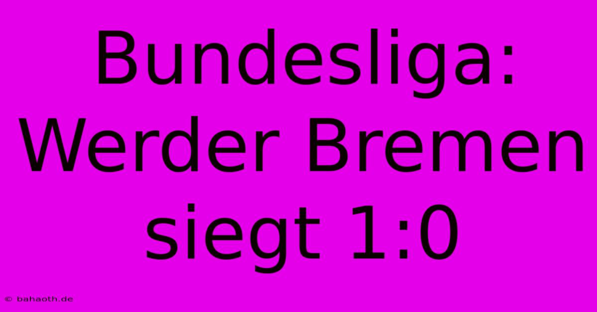 Bundesliga: Werder Bremen Siegt 1:0