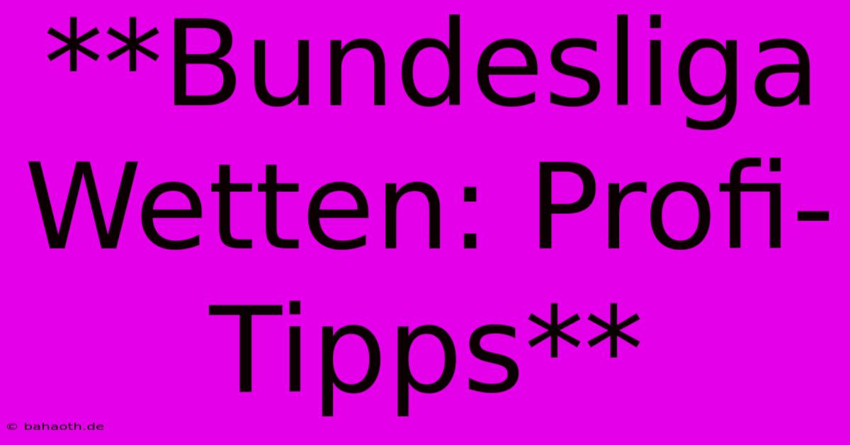 **Bundesliga Wetten: Profi-Tipps**