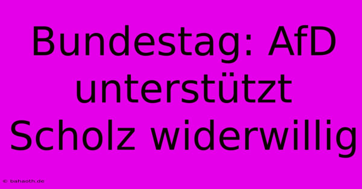 Bundestag: AfD Unterstützt Scholz Widerwillig