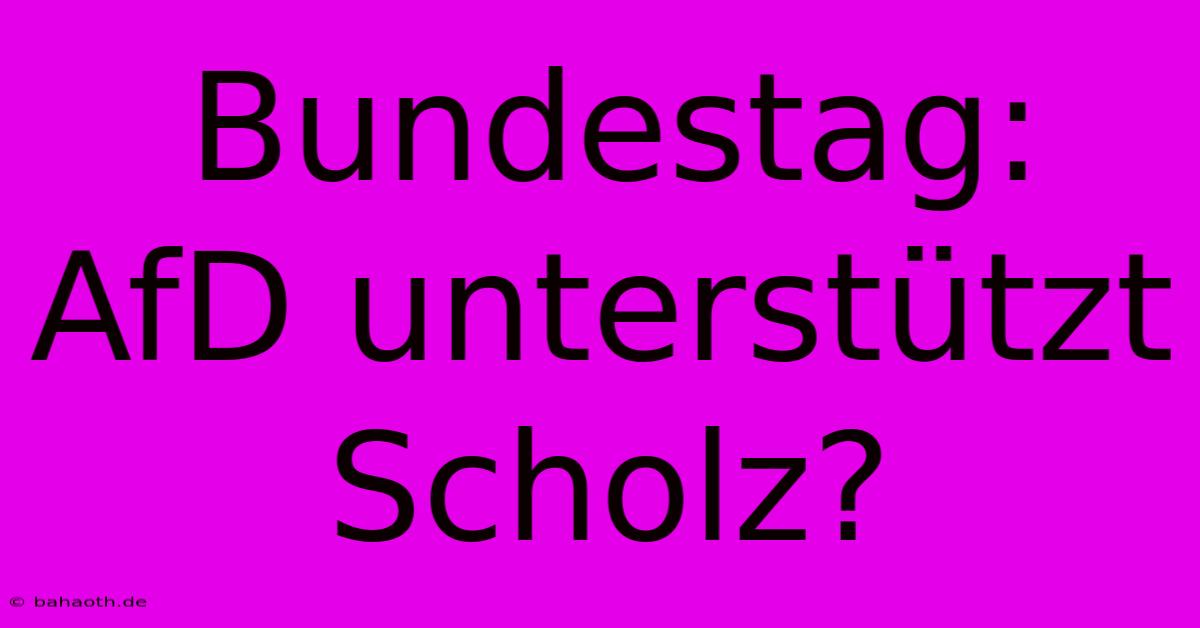 Bundestag: AfD Unterstützt Scholz?