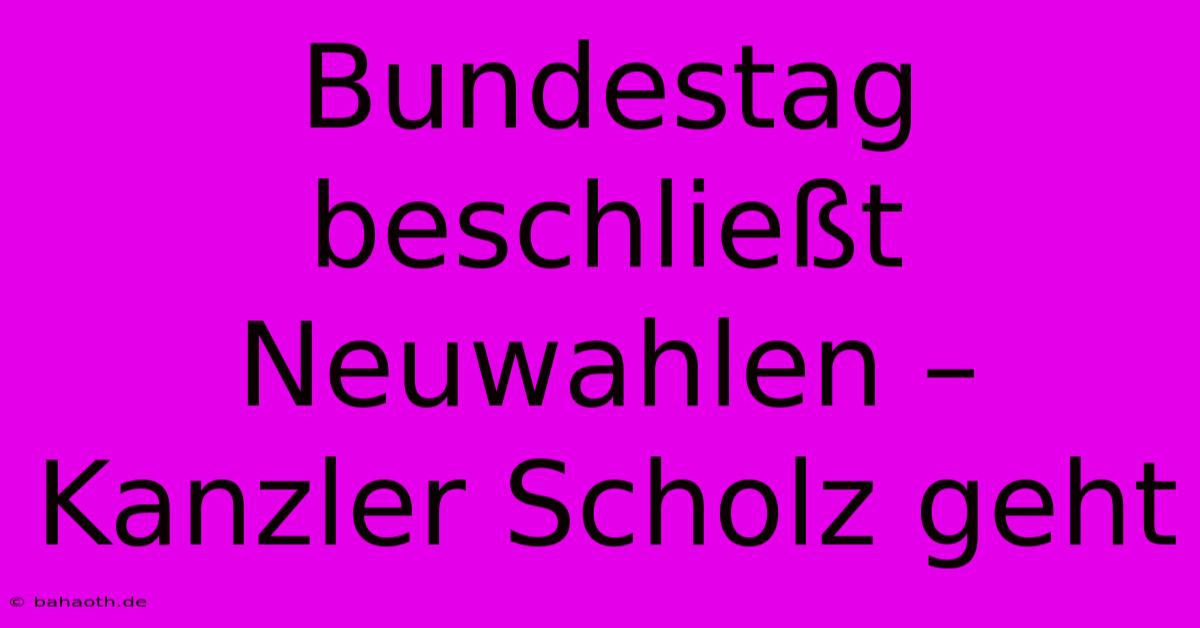 Bundestag Beschließt Neuwahlen – Kanzler Scholz Geht