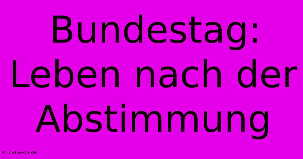 Bundestag:  Leben Nach Der Abstimmung