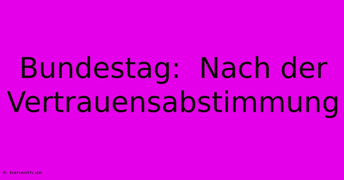 Bundestag:  Nach Der Vertrauensabstimmung