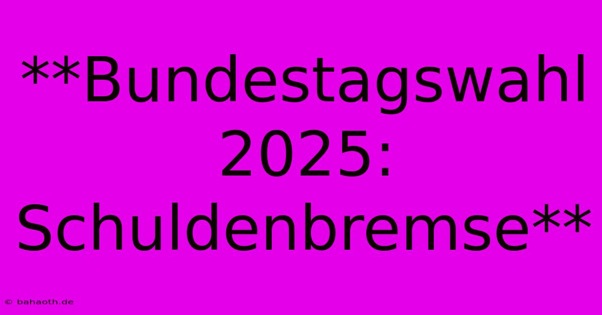 **Bundestagswahl 2025: Schuldenbremse**