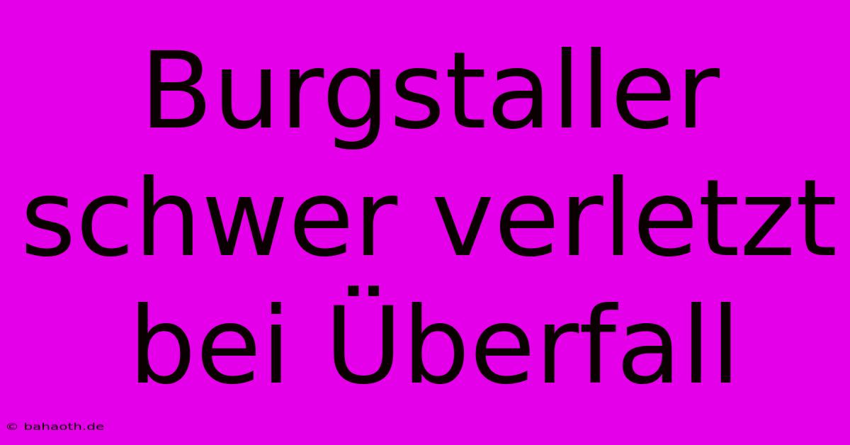 Burgstaller Schwer Verletzt Bei Überfall