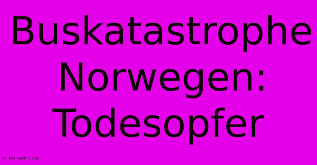 Buskatastrophe Norwegen: Todesopfer