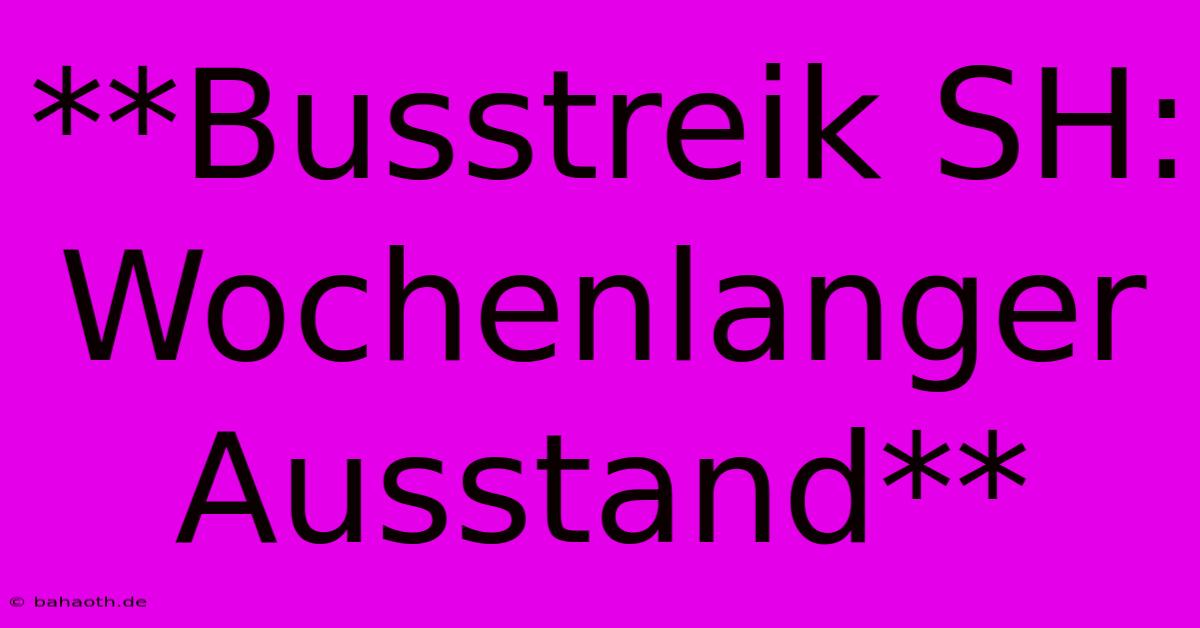 **Busstreik SH:  Wochenlanger Ausstand**