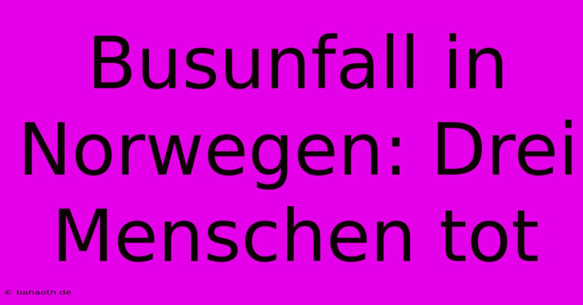 Busunfall In Norwegen: Drei Menschen Tot