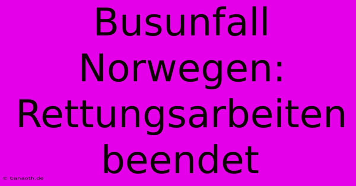 Busunfall Norwegen: Rettungsarbeiten Beendet