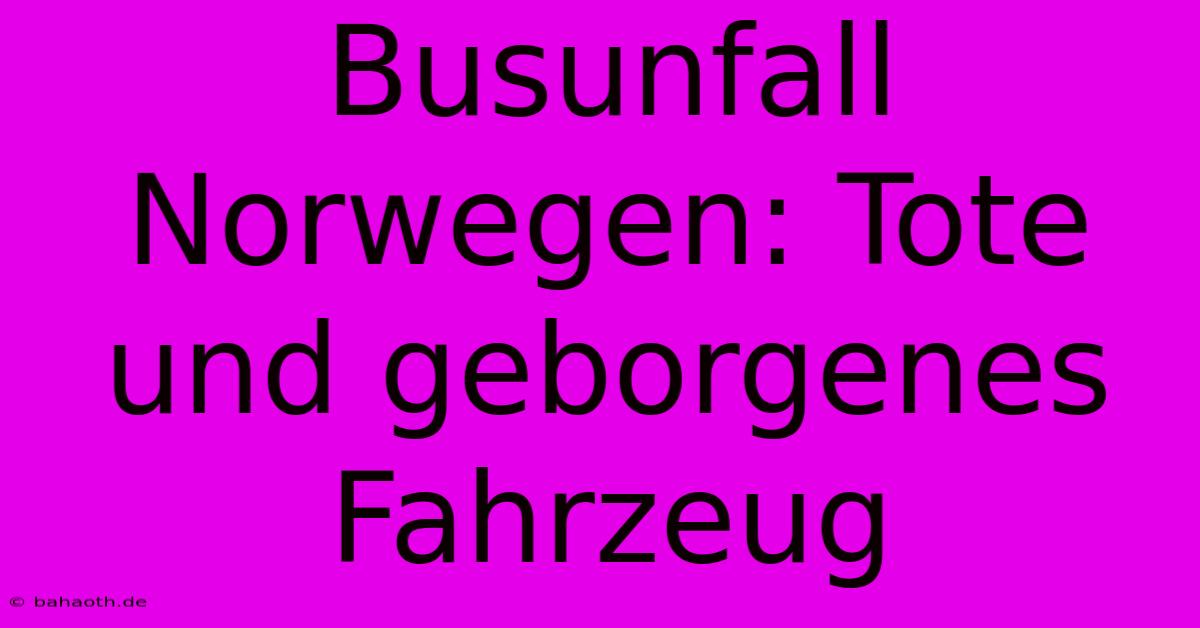 Busunfall Norwegen: Tote Und Geborgenes Fahrzeug