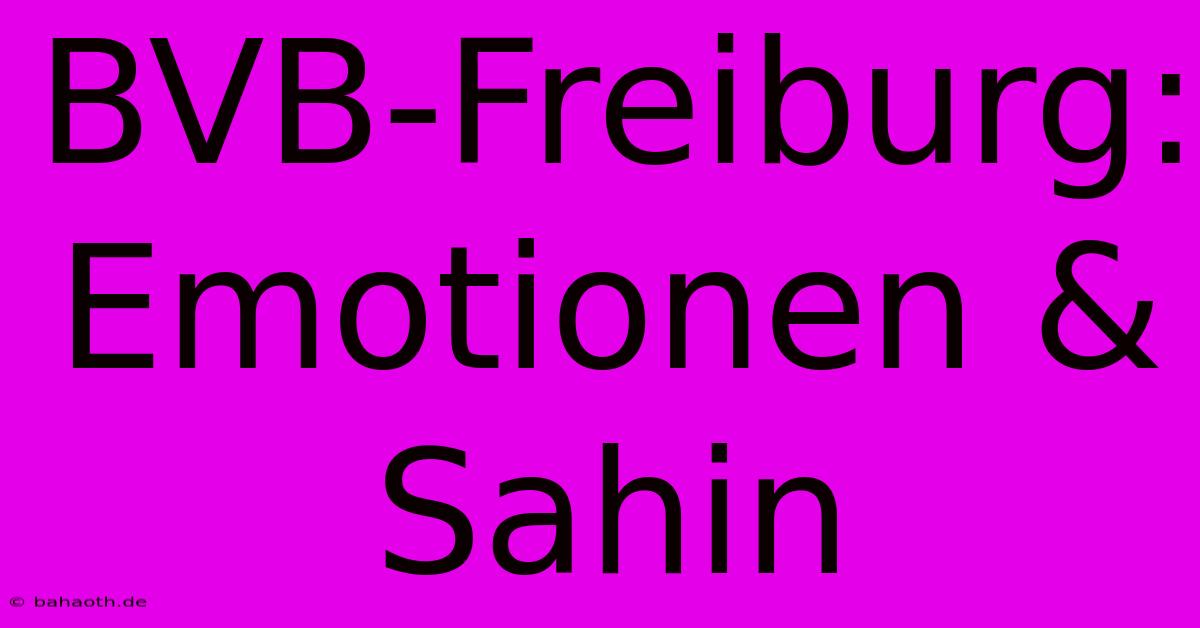 BVB-Freiburg: Emotionen & Sahin