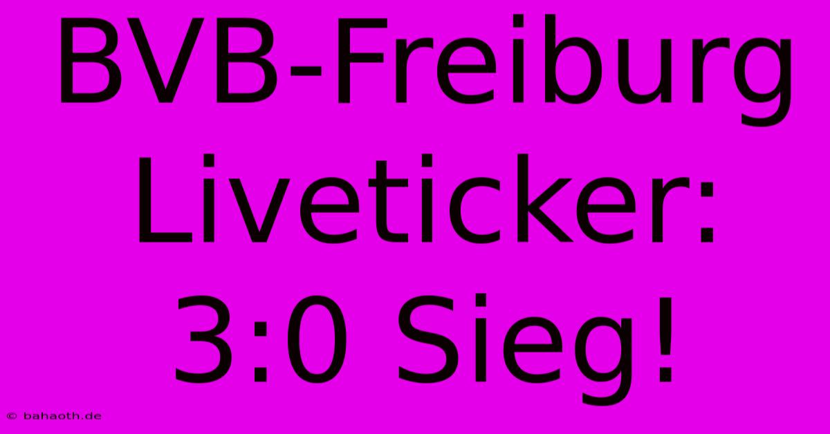 BVB-Freiburg Liveticker: 3:0 Sieg!