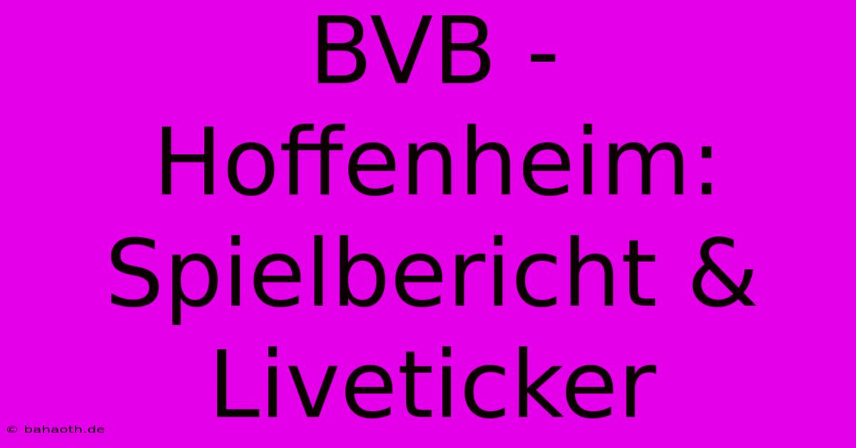 BVB - Hoffenheim: Spielbericht & Liveticker