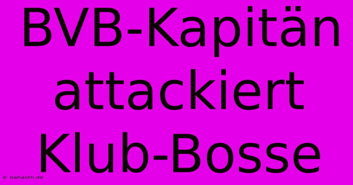 BVB-Kapitän Attackiert Klub-Bosse