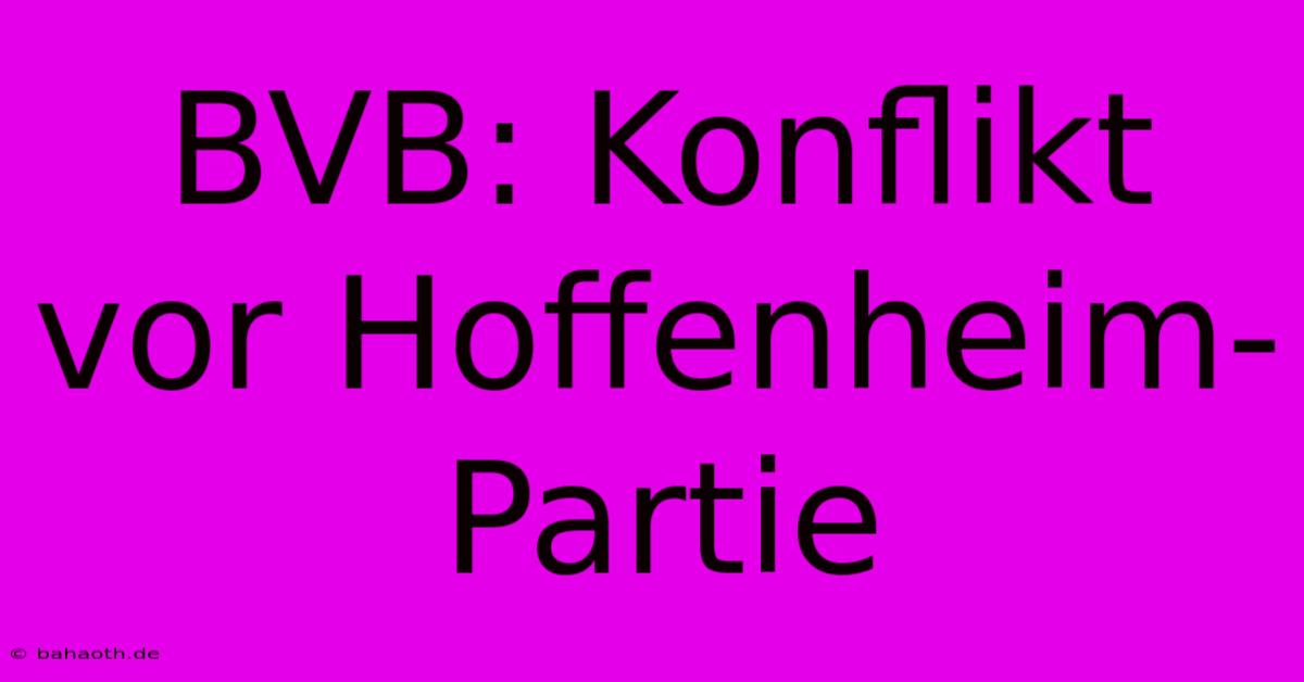 BVB: Konflikt Vor Hoffenheim-Partie