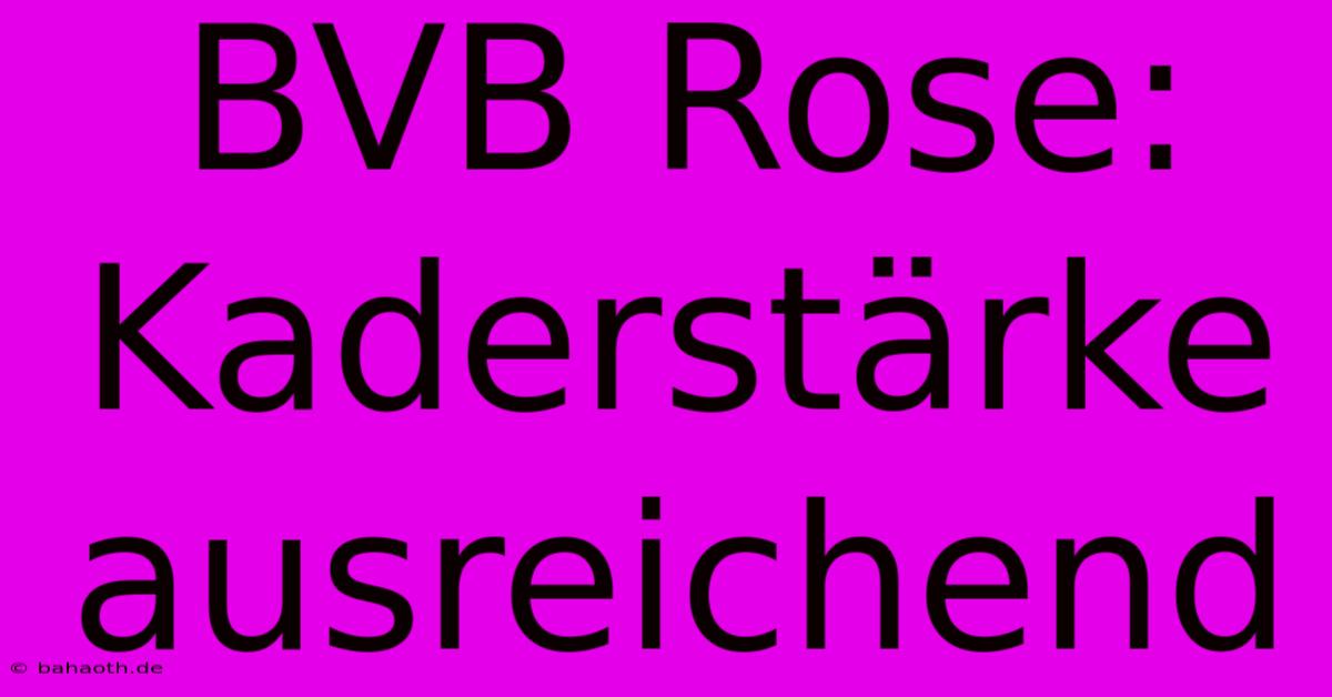 BVB Rose: Kaderstärke Ausreichend