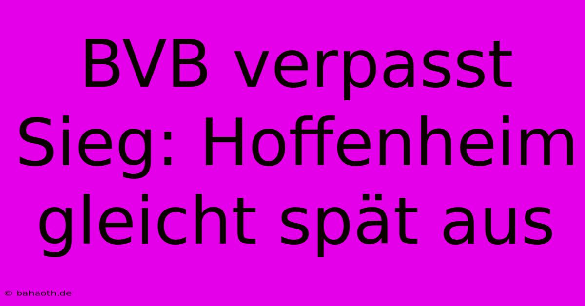 BVB Verpasst Sieg: Hoffenheim Gleicht Spät Aus