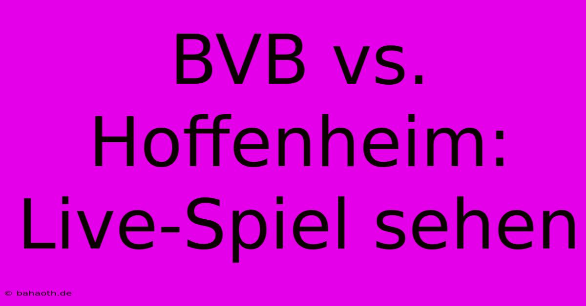 BVB Vs. Hoffenheim: Live-Spiel Sehen