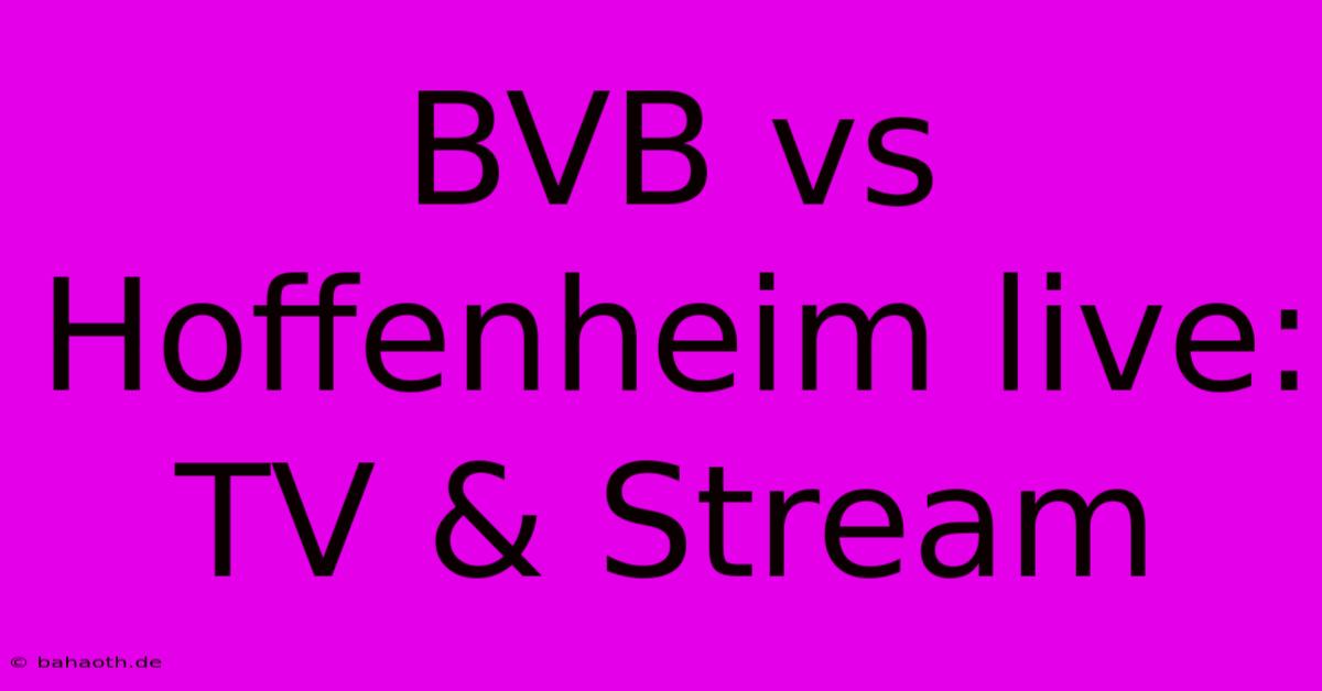 BVB Vs Hoffenheim Live: TV & Stream