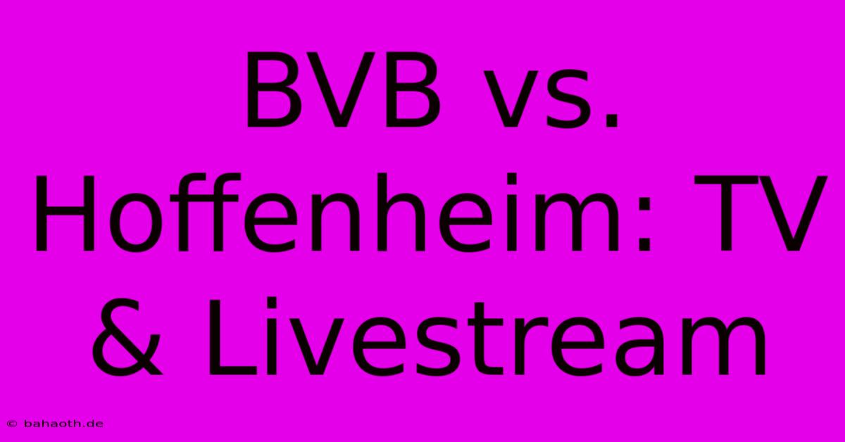 BVB Vs. Hoffenheim: TV & Livestream