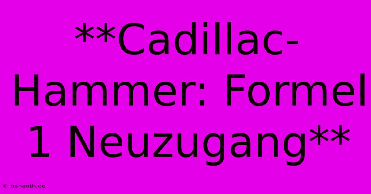 **Cadillac-Hammer: Formel 1 Neuzugang**