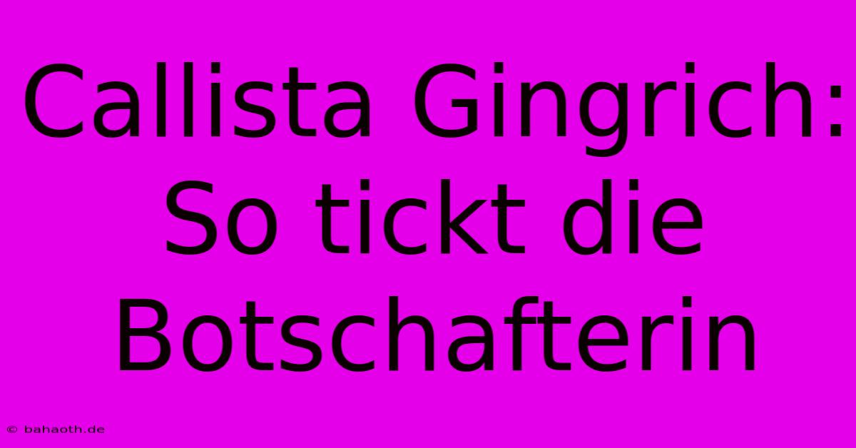 Callista Gingrich: So Tickt Die Botschafterin