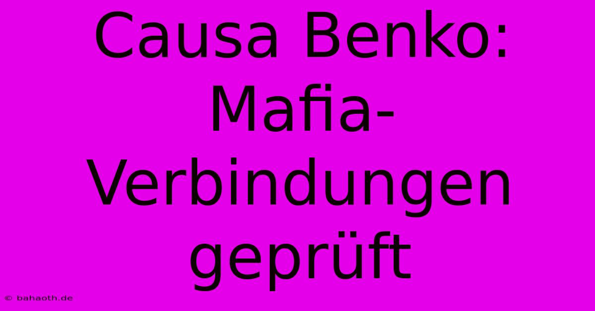 Causa Benko: Mafia-Verbindungen Geprüft